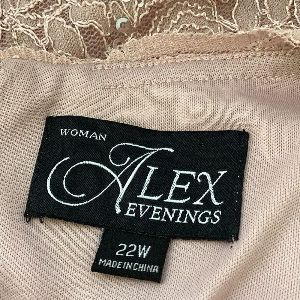 NWT Alex Evenings Tea Length Dress Lace Sequin Bodice Gown Women’s 22W Shell Pin - Picture 9 of 10